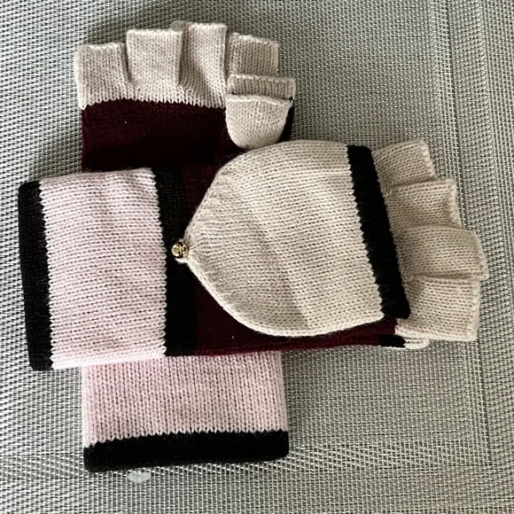 KATE SPADE NWOT AUTHENTIC RARE COLOR BLOCK FINGERLESS STYLE MITTEN GLOVES - Picture 3 of 14